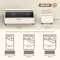 HOMCOM Banco de Arrumação Capacidade de 84 L Estofado em Veludo Banco Pé de Cama para Dormitório 112x42x40 cm Bege(m-3)