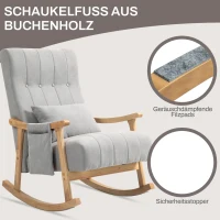 HOMCOM Schommelstoel met Lendekussen, Brede Zitting, Beukenframe, tot 120 kg, Grijs(m-7)