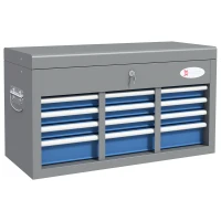 DURHAND Cassetta Attrezzi in Acciaio con 6 Cassetti, un Bauletto e 2 Chiavi, 60x26x34 cm. Blu(m-1)