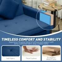 HOMCOM Three-Person Velvet-Feel Sofa Bed - Blue(m-8)