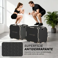 SPORTNOW Caixa Pliométrica de Madeira com 3 Alturas Diferentes para Treino de Salto Força em Casa Ginásio e Exterior 76x61x Preto(m-6)