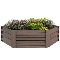 Outsunny Plantenbak Tuinbak Kruidenbak, weerbestendig, open bodem, 113 x 98 x 30 cm, Donkerbruin(m-11)
