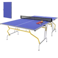 SPORTNOW Tafeltennistafel, inklapbaar, inclusief 2 bats, 3 ballen, net, indoor, metalen frame, 274x152x76cm, blauw(m-11)