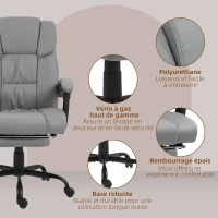 Vinsetto Fauteuil de bureau massant avec repose-pied, hauteur réglable, dossier inclinable, télécommande filaire, pivotant à 360°(m-8)