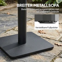Outsunny Bijzettafel 70 x 70 cm weerbestendig tuintafel met houtlook brede basis, vierkant natuurhout(m-7)
