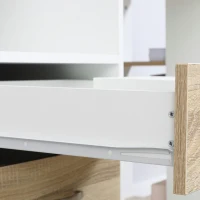 HOMCOM Computer Desk with Drawers and Storage Shelves, Office Desk Writing Table with Printer Stand, Large Workstation for Study Play Work Home Office, 137 x 55 x 92cm, Oak(m-8)
