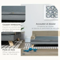 PawHut Canapé pour chien chat design scandinave coussin moelleux amovible pieds bois massif 100 x 62 x 32 cm gris(m-6)