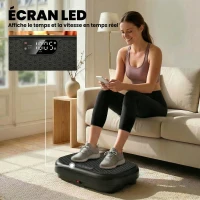 SPORTNOW Plateforme Vibrante Fitness Appareil de Musculation 200W Plaque Vibrante 120 Vitesse 5 Programmes Perte de Poids Noir(m-10)