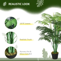 Outsunny 125cm/4FT Artificial Palm Plant Decorative Tree with Nursery Pot, Fake Plastic Indoor Home Office Décor, Green(m-5)