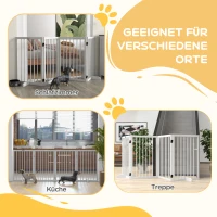 PawHut Opvouwbaar Hondenhek, Antislip, Ondersteuningsvoeten, Houten Frame, 206x35,5x76 cm, Wit(m-4)
