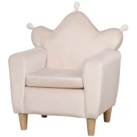 HOMCOM Kindersessel für Kinder 3-5 Jahre, weicher Stoffbezug, Rahmen aus Eukalyptusholz, 50 x 42 x 58cm, hellrosa(m-11)