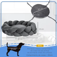 PawHut Cama para Cães Pequenos Lavável Cama para Animais de Estimação Redonda com Almofada Independente 55x55x14 cm Cinza(m-3)