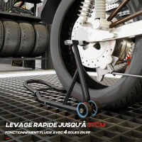 HOMCOM Support béquille de moto arrière support de roue lève moto arrière sur roulettes avec bobine de bras oscillant U, noir(m-5)