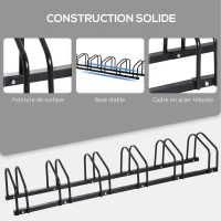 HOMCOM Râtelier 6 vélos dim. 160L x 33l x 27H cm acier galvanisé noir(m-8)