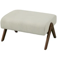 HOMCOM Apoio para Pés Estofado em Veludo Otomana Retangular com Assento Almofadado e Pés de Madeira 69x47x36 cm Bege(m-11)