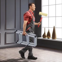HOMCOM Marchepied escabeau double pliant antidérapant hauteur max. 59 cm charge max. 150 Kg aluminium(m-7)