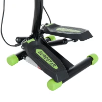 HOMCOM Stepper avec guidon, stepper de fitness avec écran LCD, pédales antidérapantes, marche d'escalier pour maison, bureau, salon, salle de sport, vert et noir(m-8)