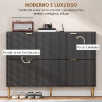 HOMCOM Sapateira Estreita com 4 Portas Caneladas e Estantes Ajustáveis para 20 Pares 105x24x91,5 cm Preto(m-4)