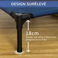 PawHut Lit sur pieds XXL pour chien chat lit de camp animal 92L x 76l x 18H cm bleu marine(m-8)