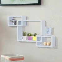 HOMCOM Wandstelling hangende stelling met 3 vakken kubus stelling opbergruimte MDF 2 kleuren(m-2)