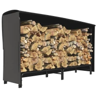 Outsunny Brennholzregal mit 600D Oxford-Abdeckung, robuster Metallrahmen, verstellbar, Tragkraft 200 kg, für Innen und Außen, 180x36x99 cm, Schwarz(m-8)