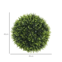 HOMCOM Set of 2 Artificial Plant Topiary Balls, UV-Protected Fake Decorative Plants, Faux Home Indoor Outdoor Decor, 45cm, Green(m-3)