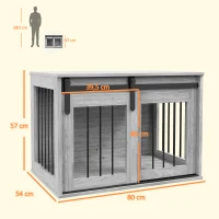 PawHut Cage caisse pour chien animaux intérieur porte coulissante, métal effet bois, dim. 57H x 80L x 54l cm(m-3)
