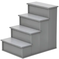 PawHut Huisdiertrap, voor honden/katten, 4-traps, Kort pluche, tot 30 kg, 40 x 59 x 54,2 cm, Grijs(m-15)