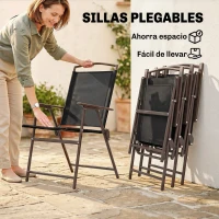 Outsunny Conjunto de Muebles para Jardín con 4 Sillas 1 Mesa y 1 Parasol Texteline Aluminio y Poliéster Negro(m-5)