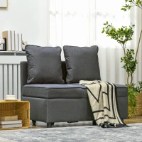 HOMCOM Sofá Cama de 1 Plaza con Respaldo Ajustable Sillón Cama Individual con Almohadas para Dormitorio Apartamento Gris(m-10)