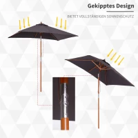 Outsunny parasol 3-niveau helling hout donkergrijs 200 x 150 x 230 cm(m-4)