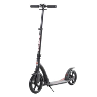 HOMCOM Foldable Kick Scooter with Double Shock Absorption and Big Wheels, Height Adjustable Aluminium Frame Big Wheel Scooter for 14+ Teens Adult - Black(m-10)