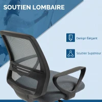 Vinsetto Fauteuil de bureau chaise de bureau assise haute réglable tabouret de bureau pivotant 360° maille respirante(m-5)