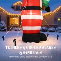 Outsunny Inflatable Christmas Decoration, 8FT Christmas Inflatable Santa with Bright LED Light, Red(m-6)