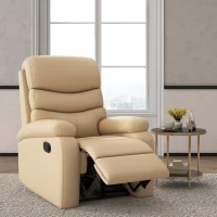HOMCOM Poltrona Relax Reclinabile con Poggiapiedi in Finta Pelle e Imbottitura in Spugna, 78x90x105cm, Beige(m-10)