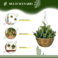 Outsunny Set of Two Artificial Hanging Lavender Flower Pots - Purple(m-5)