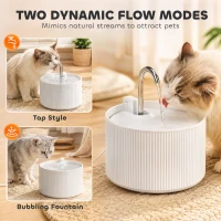 PawHut Ceramic Cat Water Fountain for Drinking, 2.2L Pet Water Fountain with Ultra-Quiet Pump, 4-Layer Filtration, Tap(m-5)