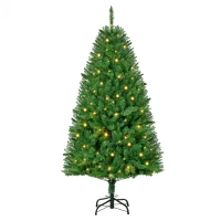 HOMCOM 5FT Christmas Tree Warm White LED Light Holiday Home Decoration, Green(m-1)