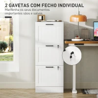 HOMCOM Arquivador para Escritório com 3 Gavetas para Escritório com Fechaduras Gavetas Suspensas para A4 40x40x101 cm Branco(m-6)