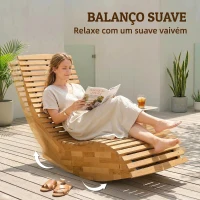 Outsunny Conjunto de 2 Cadeiras de Balanço de Jardim Dobráveis Ergonómicas com Design Ripado 60x156x77 cm Natural(m-7)