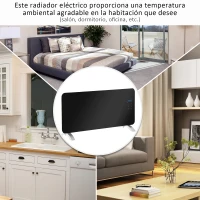 HOMCOM Radiador eléctrico Calefactor de vidrio Convector de Pared/Pie con Pantalla Táctil Temporizador y Control Remoto 2 Nivels Calor 1000/2000W(m-7)