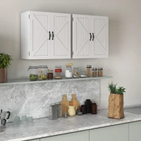 kleankin Armadietto Pensile Bagno in Legno Stile Country con Ripiano Regolabile, 60x30x60cm, Bianco(m-7)