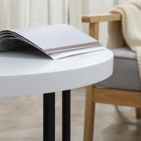 HOMCOM Mesa de Centro Redonda com Bancada Similar ao Mármore e Estrutura de Metal Estilo Moderno 80x80x45cm Branco e Preto(m-7)