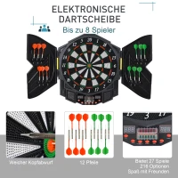 HOMCOM Elektronisch dartbord dartbord met deur incl. 4 LED 216 spellen 12 pijlen(m-4)