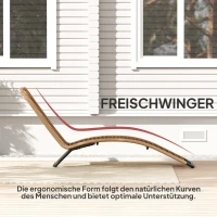 Outsunny Rattan-Sonnenliege, S-förmiger Liegestuhl mit Rattangeflecht, Korbliege mit Stahlrahmen, Braun(m-4)
