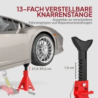 HOMCOM Steunbeen 6 Ton Draagvermogen 2 St. Steunbenen inclusief 2 veiligheidspennen Hoogteverstelbaar Rood(m-4)