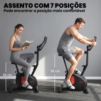 SPORTNOW Bicicleta Estática com 8 Níveis de Resistência Magnética Sensor de Frequência Assento Ajustável Ecrã LCD 88x50,5x131,5 cm Preto(m-5)