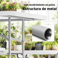 Outsunny Conjunto de Camping Plegable de Mesa y Bancos Asas para Exterior 180x74x74 cm y 182x28x42 cm Blanco(m-8)