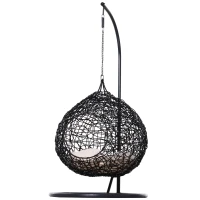 PawHut Amaca per Gatti in Rattan, Cuccia con Cuscino Incluso in Felpa e Cotone per Animali (Φ60 x 110cm)(m-1)