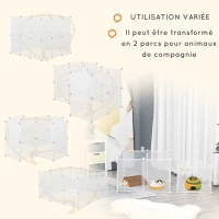 PawHut Enclos parc modulable pour petits animaux 12 panneaux pour chiot, cochon 105 x 105 x 45 cm blanc(m-6)